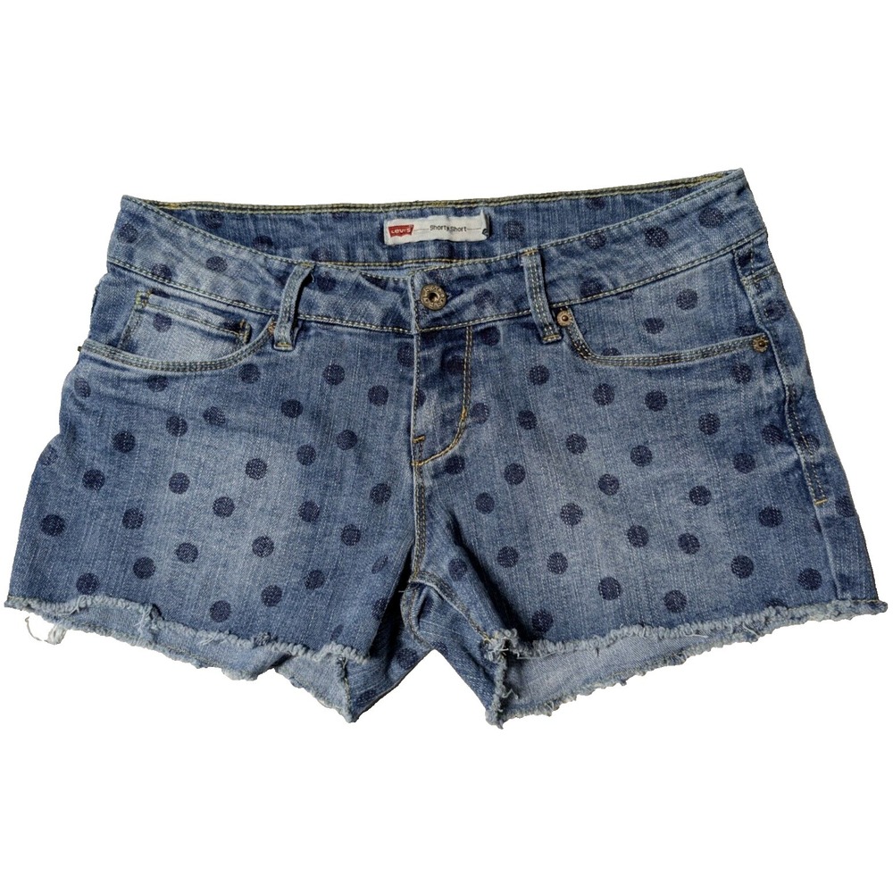 LEVIS SHORTY SHORT Ramie Blend POLKA DOT Denim Jean 3" Shorts‎ - Juniors Size 9